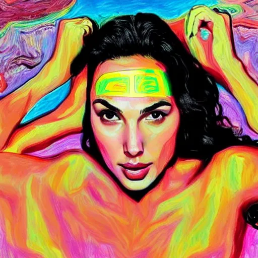 Prompt: Gal Gadot, psychedelic fauvism