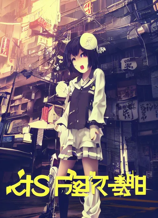 Image similar to JRPG game poster, luxury advertisement, yellow filter. Clean and detailed post-cyberpunk sci-fi close-up schoolgirl in asian city in style of cytus and deemo, blue flame, relaxing, calm and mysterious vibes, by Tsutomu Nihei, by Yoshitoshi ABe, by Ilya Kuvshinov, by Greg Tocchini, nier:automata, set in half-life 2, Matrix, GITS, Blade Runner, Neotokyo Source, Syndicate(2012), dynamic composition, beautiful with eerie vibes, very inspirational, very stylish, with gradients, surrealistic, dystopia, postapocalyptic vibes, depth of field, mist, rich cinematic atmosphere, perfect digital art, mystical journey in strange world, beautiful dramatic dark moody tones and studio lighting, shadows, bastion game, arthouse