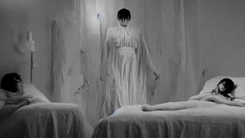 Prompt: movie still of having sleep paralysis, cinematic composition, cinematic light, criterion collection, by alejandro jodorowsky