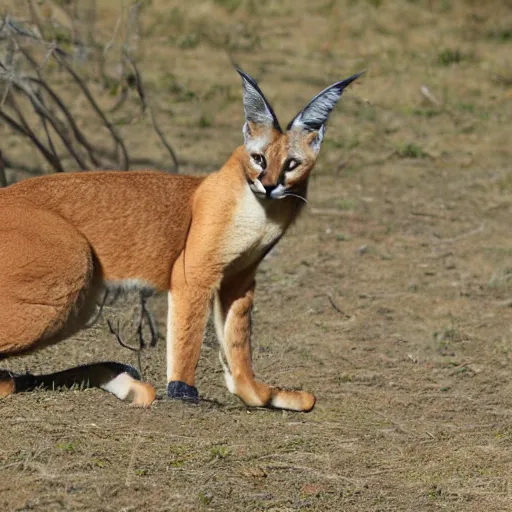 Prompt: Caracal with a human body