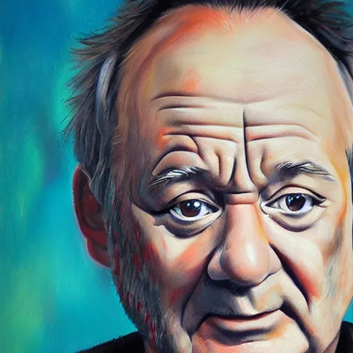 Image similar to close up portrait of bill murray painted by bobby chiu