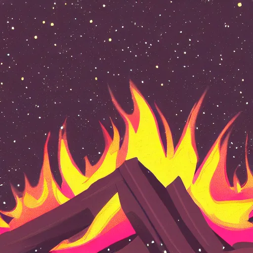 Image similar to close up of a campfire in the night, digital art