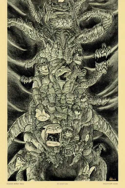 Image similar to the king of the monsters, by maurice sendak