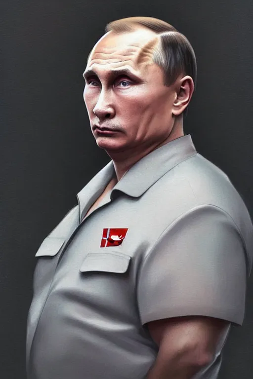 Image similar to vladimir putin with kim jong un hairstyle, realistic portrait, symmetrical, highly detailed, digital painting, artstation, concept art, smooth, sharp focus, illustration, cinematic lighting, art by artgerm and greg rutkowski and alphonse mucha