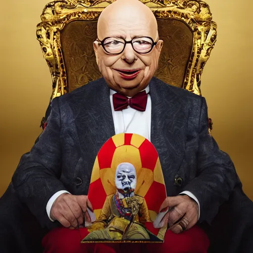 Prompt: UHD hyperrealistic impressive photo of Klaus Schwab begging for change, dressed as emperor, wearing bizarre clown makeup, correct face, accurate face, intricate clown makeup, ornate attire, regal money bag, by Ayami Kojima, Amano, Karol Bak, Greg Hildebrandt, and Mark Brooks, by Antonio Caparo and Ferdinand Knab and Greg Rutkowski UHD photorealistic trending on artstation