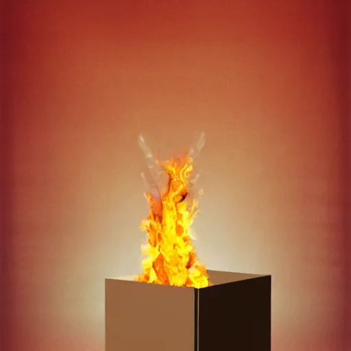 Image similar to a box on fire, studio background