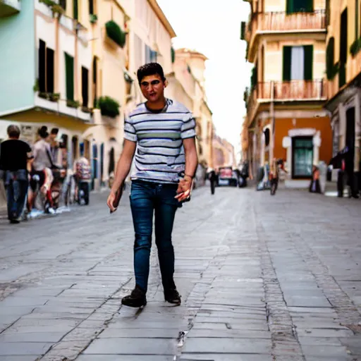 Prompt: an average young italian person, street photography