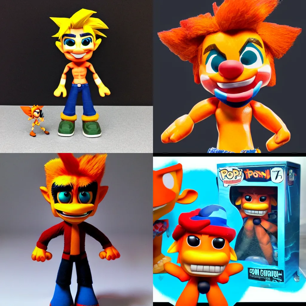 Prompt: Funco POP Doll of Crash Bandicoot