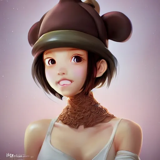 Prompt: personification of chocolate cupcake, cute hats, unreal engine, highly detailed, digital illustration by artgerm, tooth wu, studio ghibli, deviantart, sharp focus, artstation, bakery by greg rutkowsky, sweetes