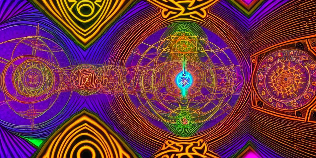 Image similar to dmt spirits, sacred euclidean geometric buildings housing dmt time elves, psychedelic architecture, soul frequency, 8 k resolution, highly detailed,