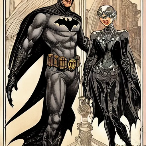 Prompt: batman batsuit designs, intricate, elegant, highly detailed, gothic style, smooth, sharp focus, illustration, art by alphonse mucha