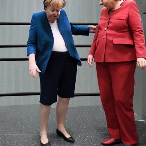 Image similar to angela merkel peeing at a urinal