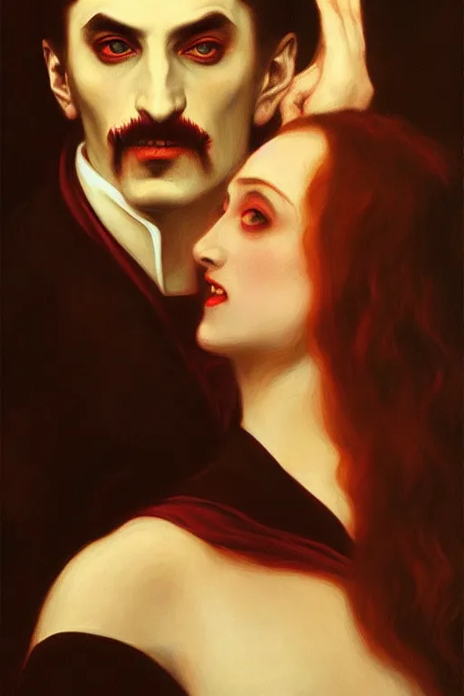 Image similar to dracula, painting by rossetti bouguereau, detailed art, artstation