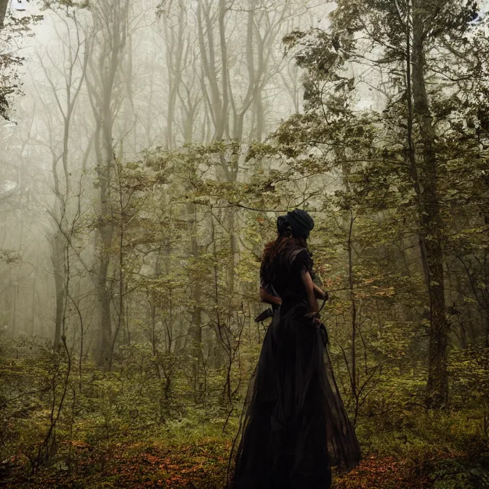 Prompt: a harpy in a foggy forest, by Omar Z. Robles, CANON Eos C300, ƒ1.8, 35mm, 8K, medium-format print