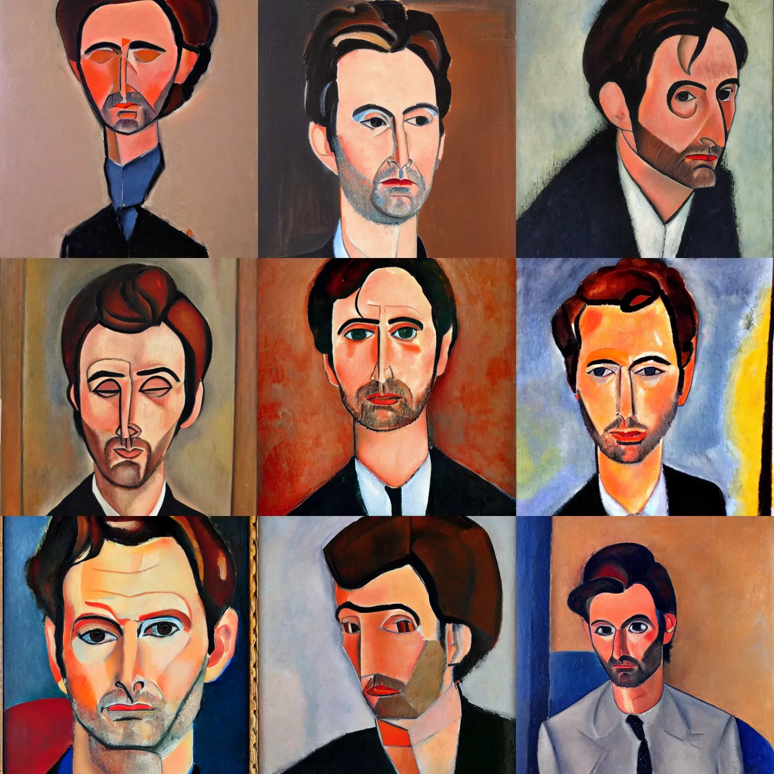 Prompt: oil portrait of david tennant in style of amedeo modigliani