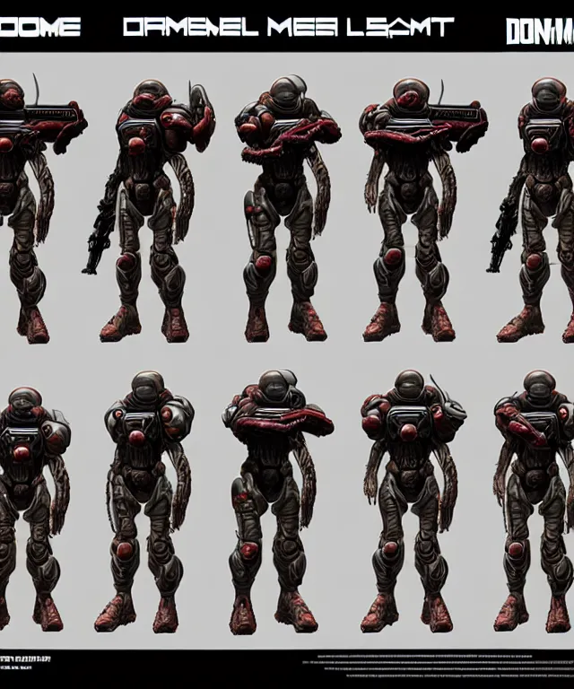 Prompt: 2 d shooter game concept art sprite sheet!!!, doom slayer concept art, hyperrealism, fine detail, 8 k, 3 d render, artgerm, artstation contest winner, cgsociety, cryengine, zbrush, vray, no background