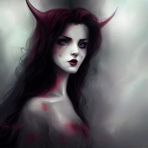 Prompt: portrait of a devil vampire inspired by Charlie bowater,Anna Dittmann