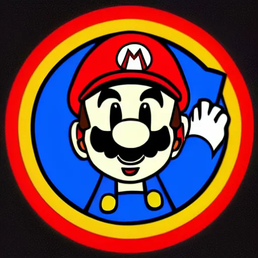 Image similar to svg sticker of a Pop-Wonder SuperMario, Mario-Wearing-a-red-hat, at a rave, spinning records, giant headphones rocking out, wearing headphones, huge speakers, dancing, rave, DJ, spinning records, digital art, amazing composition, rule-of-thirds, award-winning, trending on artstation, featured on deviantart