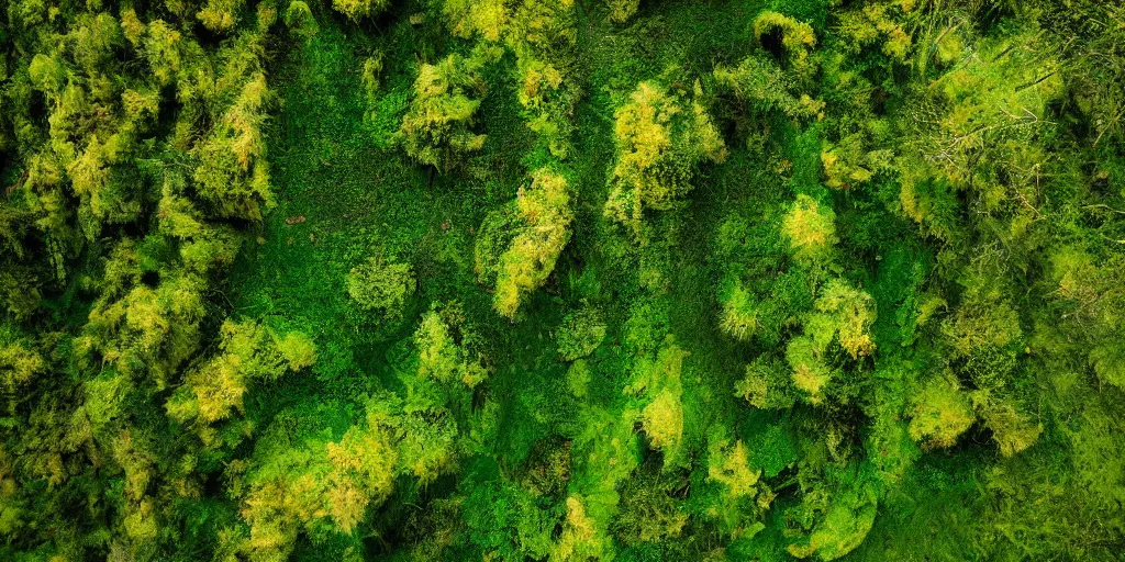 Image similar to drone shot photo of a landscape with lush forest, wallpaper, very very wide shot, iceland, new zeeland, green flush moss, national geographic, award landscape photography, professional landscape photography, ancient forest, sunny, day time, beautiful