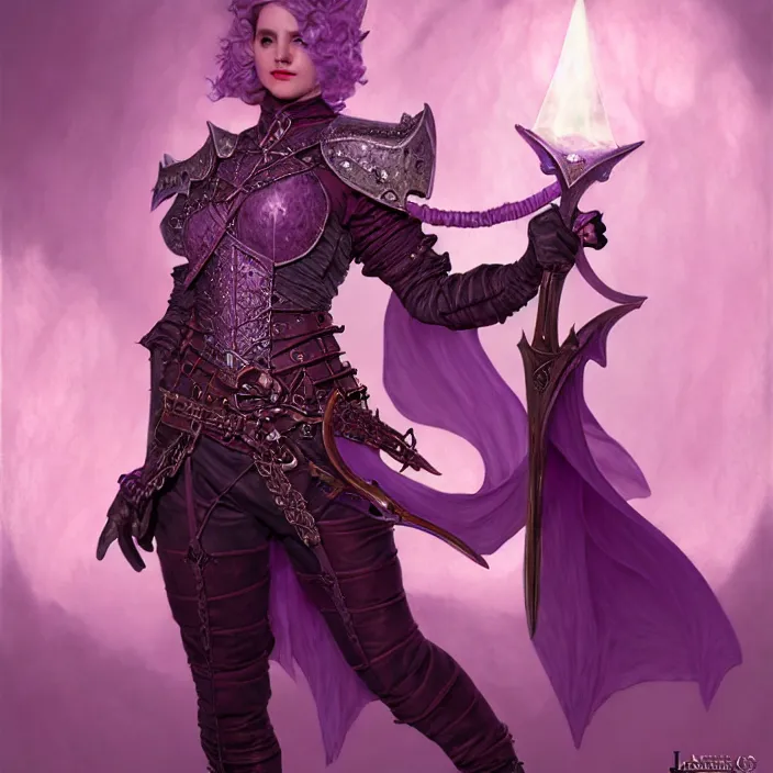 Prompt: d & d bard with her lilac leather armor in am evil dungeon, volumetric lighting, fantasy, intricate, elegant, highly detailed, lifelike, photorealistic, digital painting, artstation, fox ears illustration, concept art, sharp focus, by john collier and albert aublet and krenz cushart and artem demura and alphonse mucha