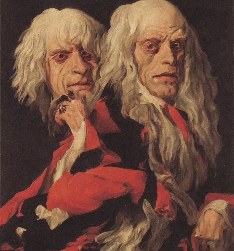 Prompt: A portraiture of Klaus Kinski painted by Hyacinthe Rigaud