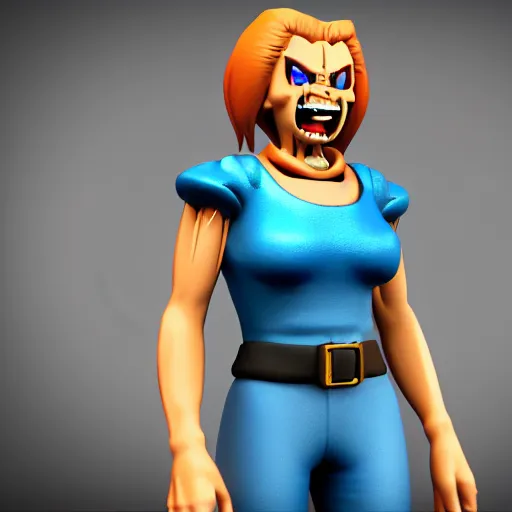 Image similar to 3D render of Undyne from the game Undertale