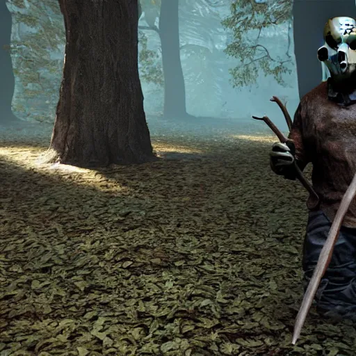 Prompt: Jason Voorhees in the woods unreal engine 5 4K detail