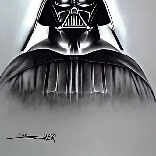 Prompt: darth vader, concept art by h r giger