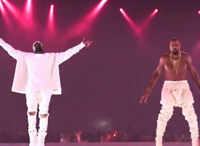 Prompt: kanye west performing dance of a thousand hands 8 k