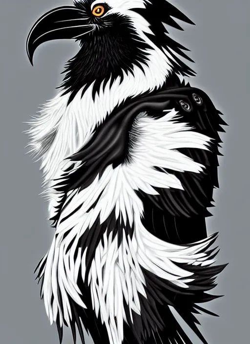 Image similar to raven warlock, wind magic, exquisite details, black beard, white background, by studio muti