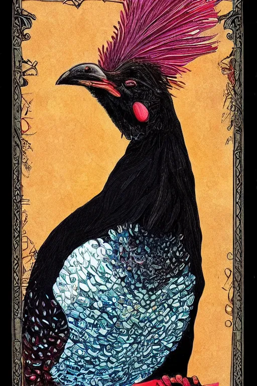 Prompt: realistic detailed beautiful portrait a chonky black chicken smoking a joint by Anna and Elena Balbusso, Art Nouveau, rich deep vibrant colors