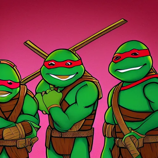 Image similar to digital artwork of Teenage Mutant Ninja Turtles reading the bible, trending on artstation