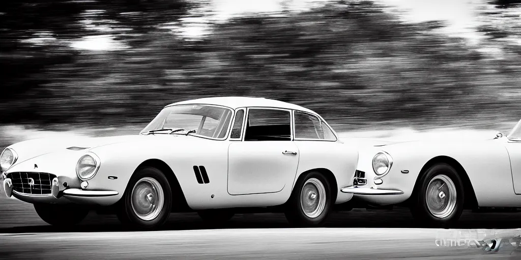 Image similar to photograph, 1958 FERRARI 250 GT, by Peter Singhof, press release, cinematic, Pacific Coast Highway, 8k, depth of field, bokeh.