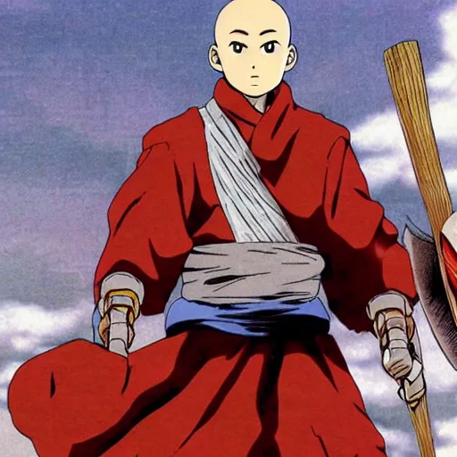 Image similar to still of Aang from Last Airbender in Berserk in manga panel by Kentaro Miura