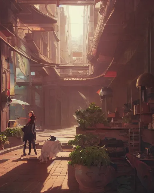 Image similar to highly detailed vfx espresso, stephen bliss, unreal engine, loish, rhads, beeple, makoto shinkai and lois van baarle, ilya kuvshinov, rossdraws, tom bagshaw, alphonse mucha, global illumination, detailed and intricate environment