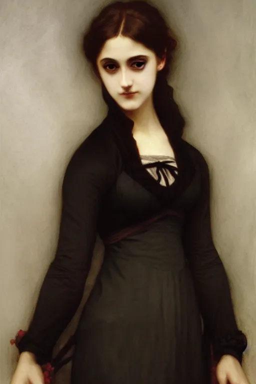 Image similar to dark gothic jane austen, painting by rossetti bouguereau, detailed art, artstation