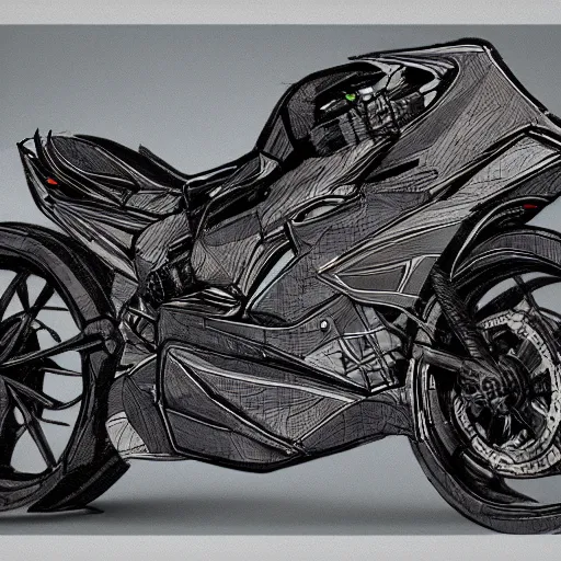 Prompt: concept art prometheus motorcycle blueprint