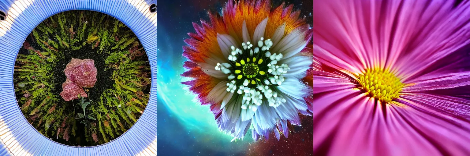 Prompt: flower growing in space, award winning photo