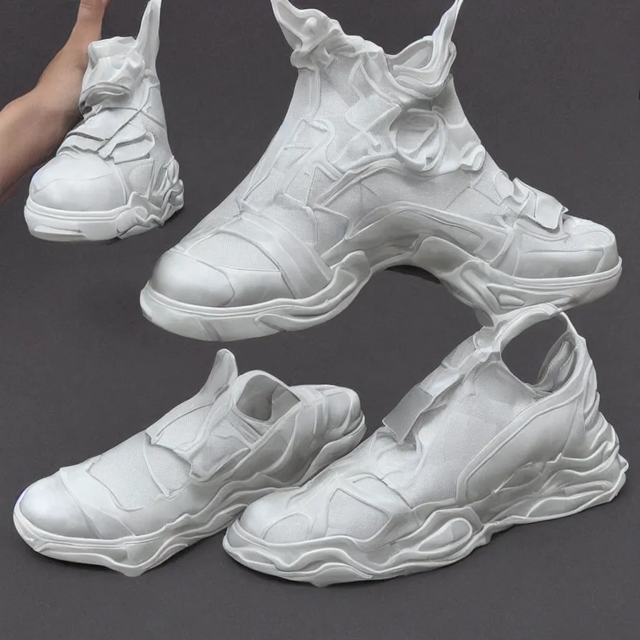 Prompt: futuristic balenciaga sneakers, nft art, highly detailed, hyper realistic