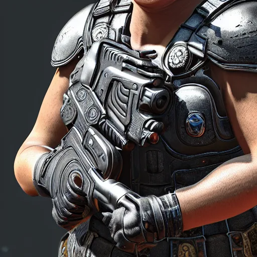 Prompt: Queen's Guard in Gears of War, highly detailed, high quality, HD, 4k, 8k, Canon 300mm, professional photographer, 40mp, lifelike, top-rated, award winning, realistic, sharp, no blur, edited, corrected, trending