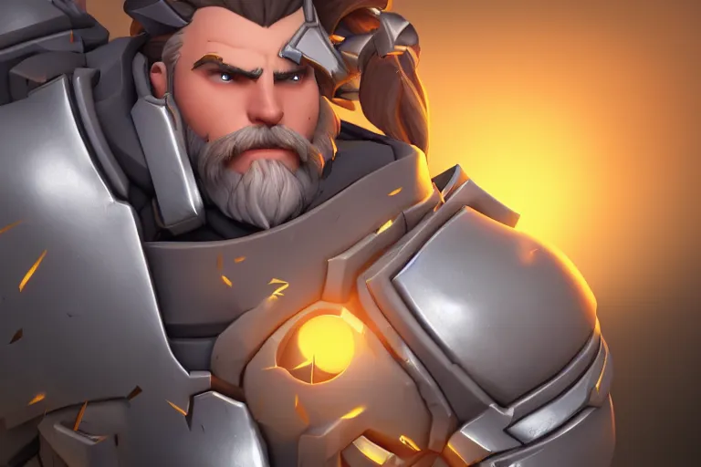 Image similar to reinhardt from overwatch, digital art, high detailed, artstation, 3 d render