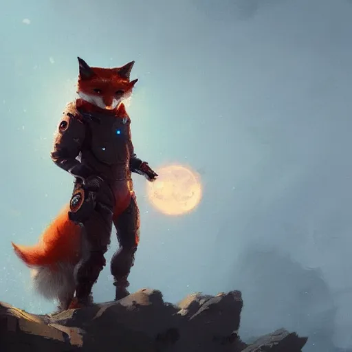 Prompt: 👨‍🚀🦊, digital Art, Greg rutkowski, Trending artstation,cinematographic