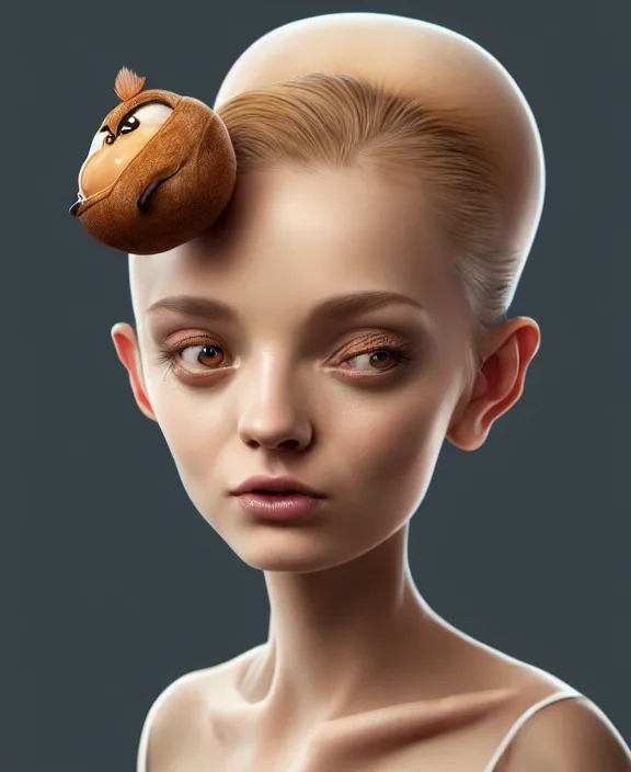 Image similar to cute anthropomorphic peanut by charlie bowater and anna dittmann and artgerm and clemens ascher, portrait, intricate, elegant, product shot, macro, symmetrical face, highly detailed, dramatic lighting, sharp focus, octane render, trending on artstation, artstationhd, artstationhq, unreal engine, 4 k, 8 k