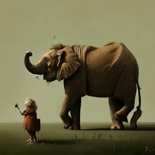 Prompt: half lion and half elephant artwork by Sergey Kolesov