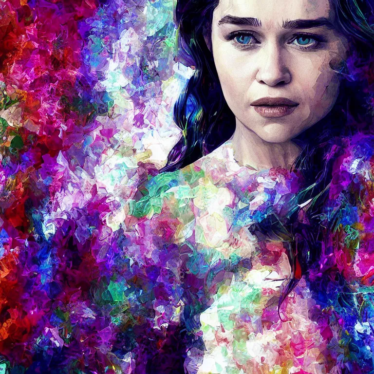 Prompt: Emilia Clarke, beautiful digital art colorful art