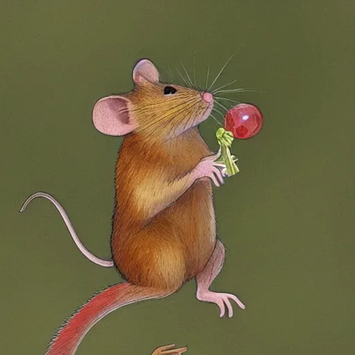 Prompt: Redwall mouse reaches for crystal