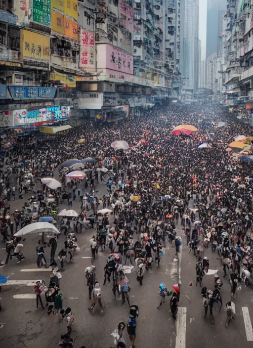 Image similar to 2 0 1 9 hong kong riot by jean honore fragonard. wide angle shot. depth of field. high definition. 8 k. photography.