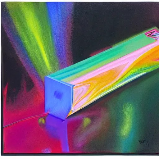 Prompt: a painting by Wayne Thiebaud of an Nvidia GPU that has caught on fire, neon gradient, highly detailed Nvidia GPU on fire, Nvidia GPU caught fire