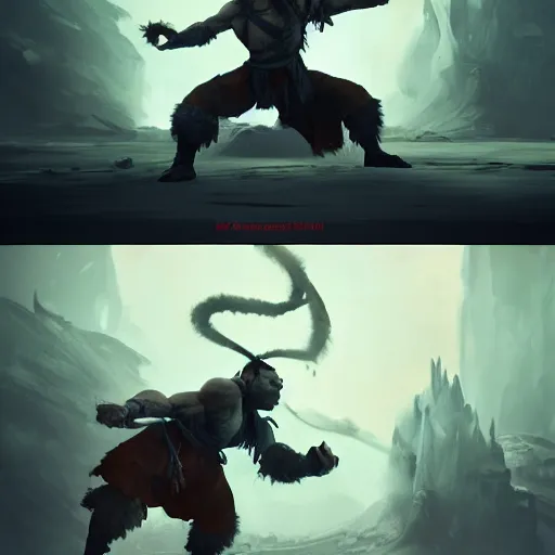 Prompt: monk fighting an orc, martial arts, 8k, sharp high quality artwork in style of Jose Daniel Cabrera Pena and Greg Rutkowski, concept art by Tooth Wu, blizzard warcraft artwork