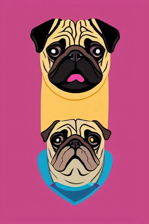 Prompt: Portrait of a drug dealer pug, sticker, andromorphic, colorful, illustration, highly detailed, simple, smooth and clean vector curves, no jagged lines, vector art, smooth